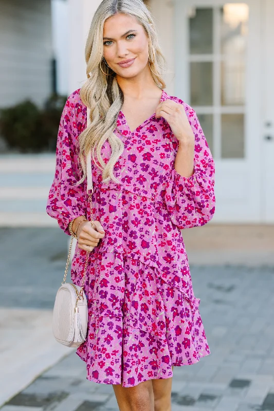 All That You Know Magenta Floral Dress Floral Print girly