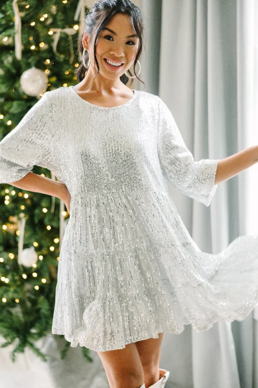 Be Your Own Star Silver Sequin Babydoll Dress Tunics Review highly