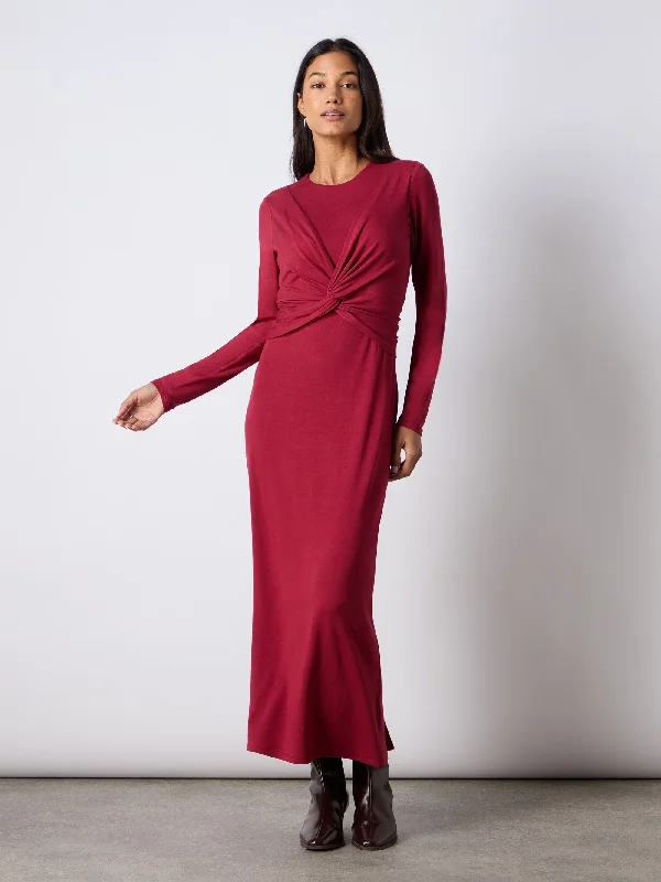 Berry Jersey Twist Detail Dress Bodycon Club Sequined