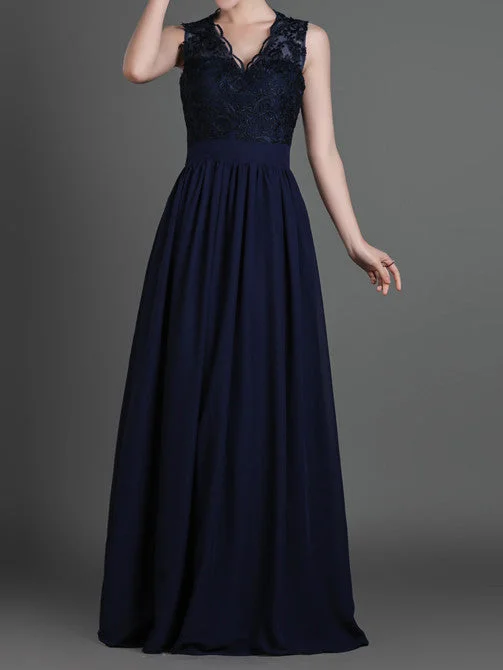 Black Lace Formal Prom Evening Dress with Keyhole Back Tunics Mesh breathable