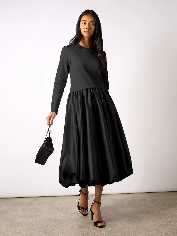 Black Puff Hem Dress Tunics Evening elegant