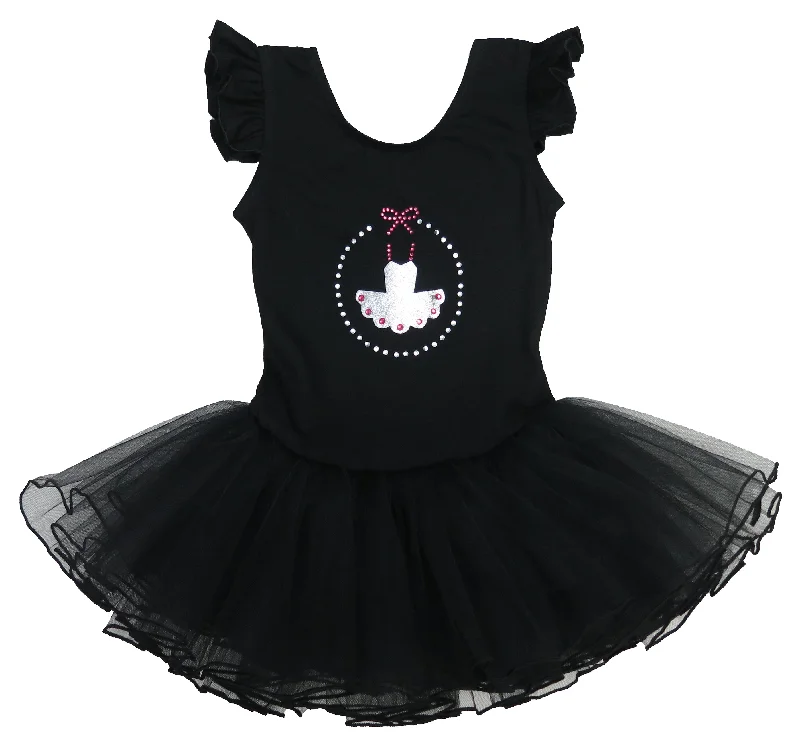 Black Rhinestone Glitter Ballet Dress Tunics Luxurious premium