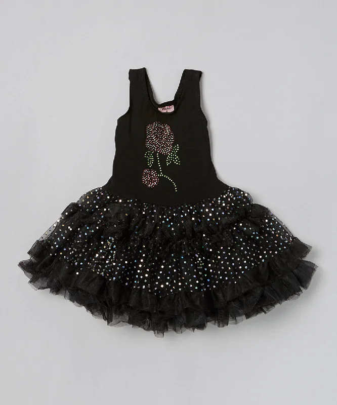 Black Rose Sparkly Petti Dress Cowl Neckline Elegant