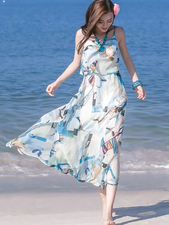 Blue Print Tea Slip Beach Dress Tunics Review highly