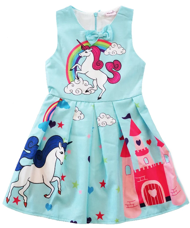 Blue Unicorn A-Line Cotton Dress Tunics Mesh breathable