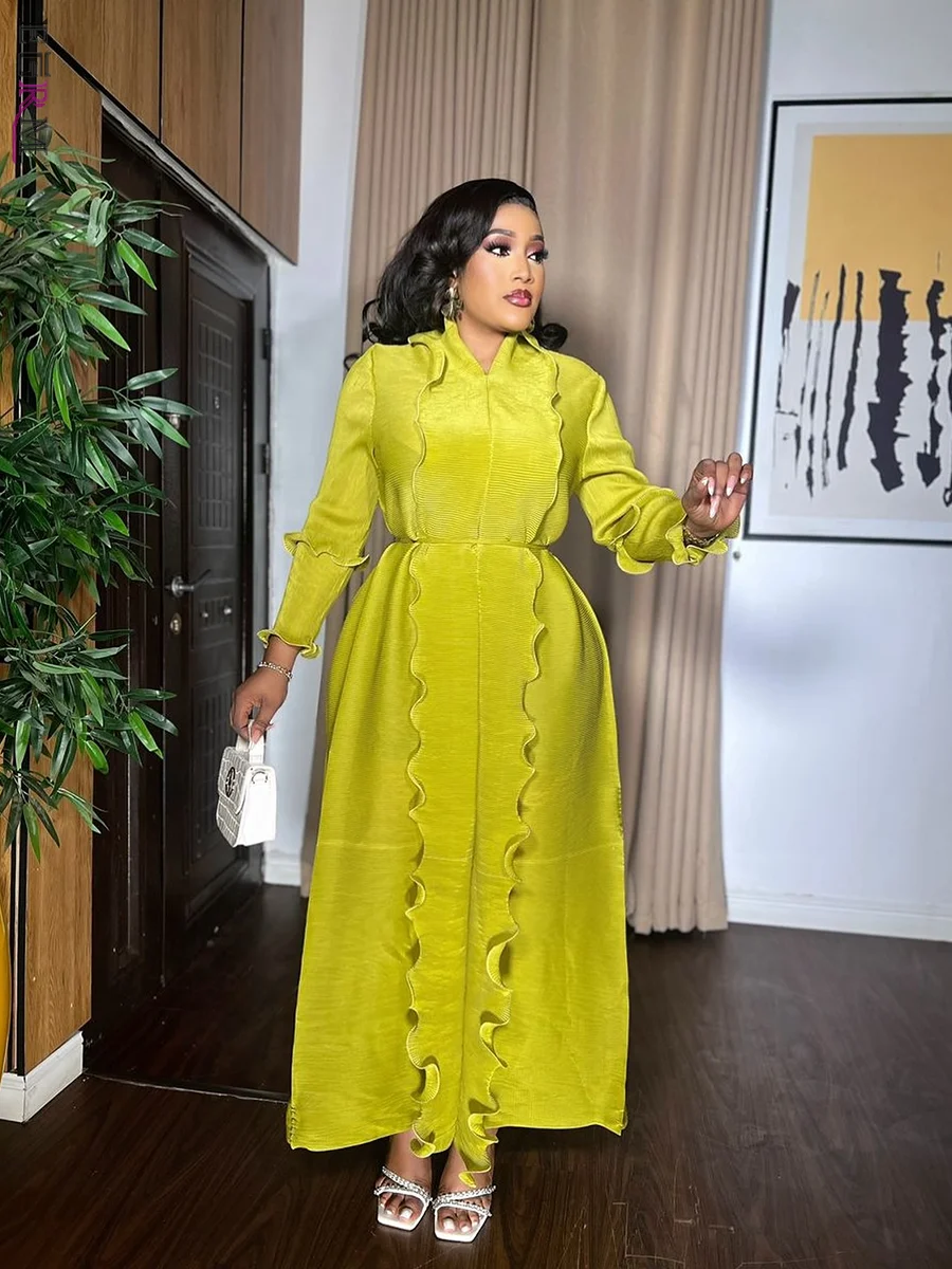EGRM Miyake Pleated Maxi Long Dress Solid Ruffles Full Sleeve with Belt Formal Dresses for Women 2024 Summer New Hot Sales 8R295 Tunics Occasion special EGRM Miyake Pleated Maxi Long Dress Solid Ruffles Full Sleeve with Belt Formal Dresses for Women 2024 Summer New Hot Sales 8R295 Tunics Occasion special