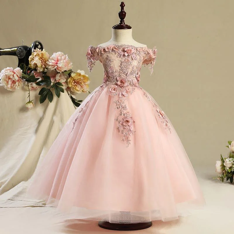 Flower Girl Dress Girl Embroidery Birthday Party Pageant Formal Dresses Tunics Denim casual