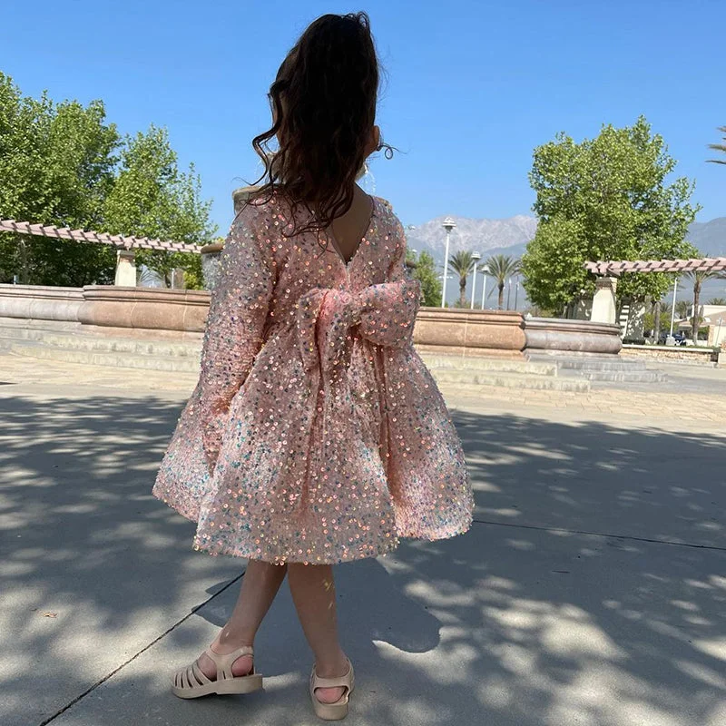 Girl Formal Princess Dresses Baby Girl Long Sleeve Sequins Lace Beaded Pageant Dress Tunics New arrival Girl Formal Princess Dresses Baby Girl Long Sleeve Sequins Lace Beaded Pageant Dress Tunics New arrival