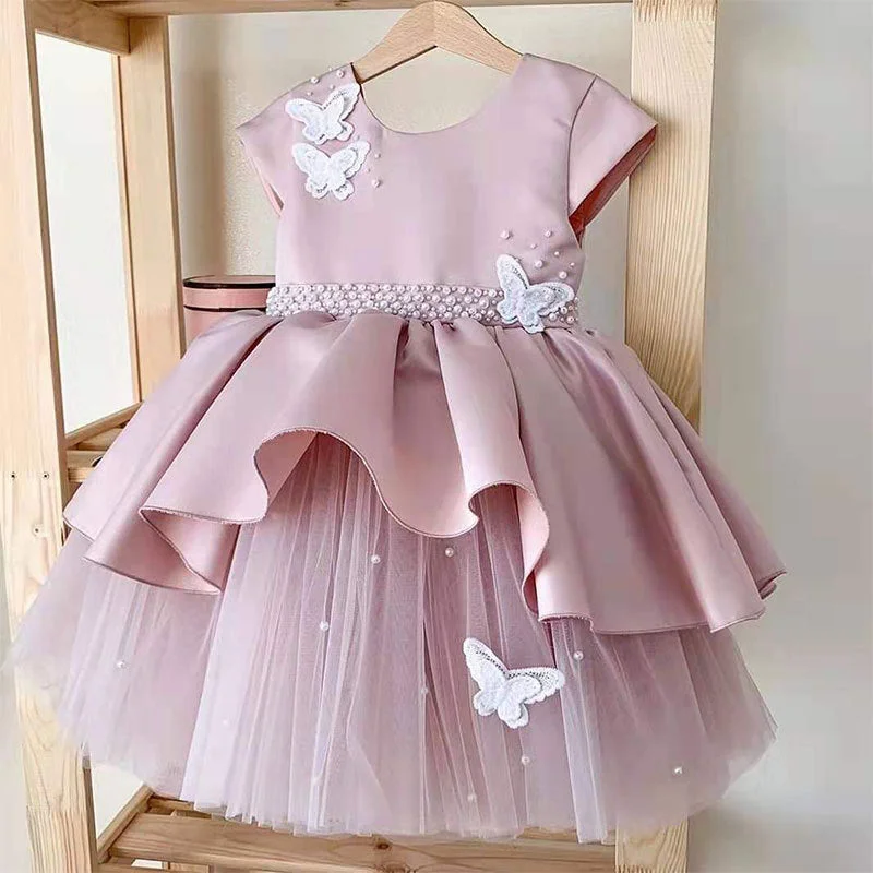Baby Girl Formal Princess Dress Toddler Butterfly Fluffy Cake Birthday Party Dress Tunics Fall fleece Baby Girl Formal Princess Dress Toddler Butterfly Fluffy Cake Birthday Party Dress Tunics Fall fleece