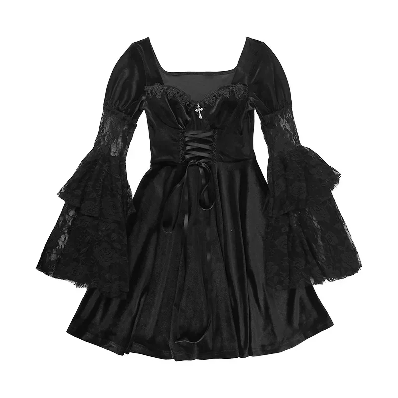 Goth Velvet Lace Dress Tunics Top rated