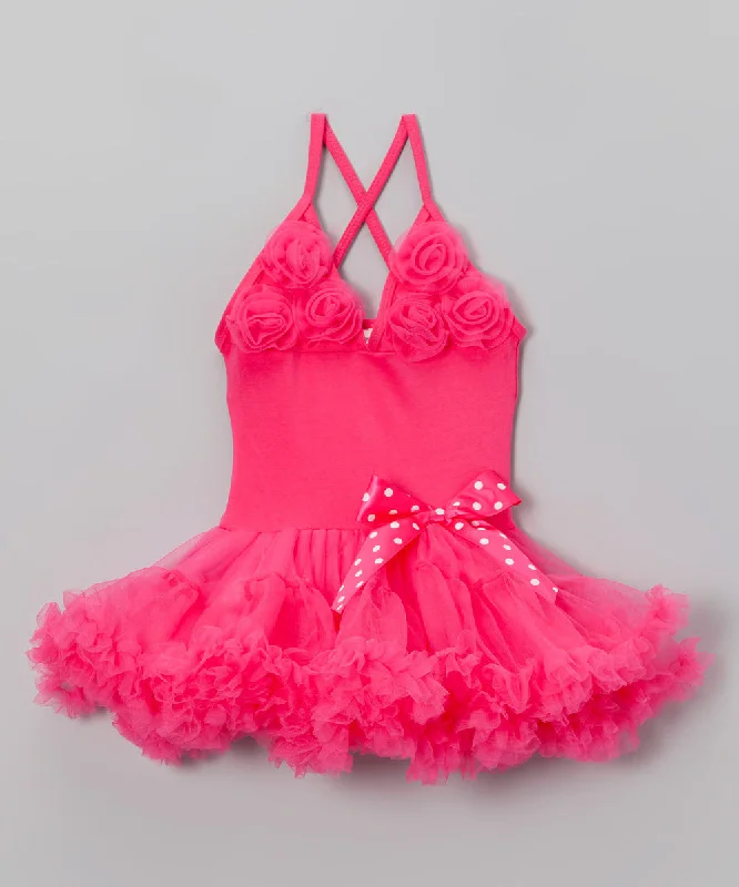 Hot Pink 6 Flower Dress Tunics Versatile stylish