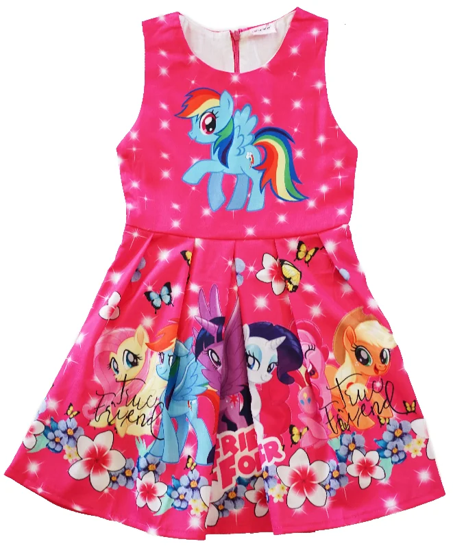 Hot Pink My Little Pony Friends Forever A-Line Cotton Dress Tunics Vintage classic