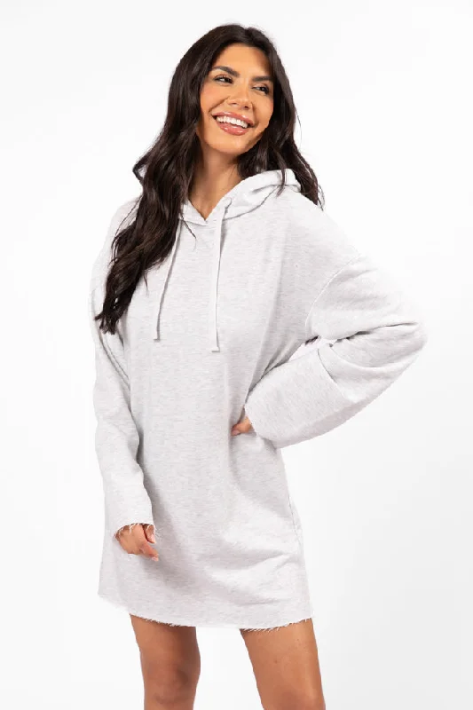 Keep On Heather Grey Hoodie Style Knit Dress Tunics Trendy modern