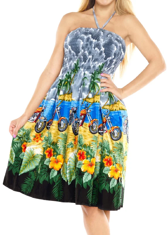LA LEELA Soft Printed Tie Dye Maxi Tube Halter Dresses Top Grey 3398 One Size Grey_G870 Tunics Essential wardrobe LA LEELA Soft Printed Tie Dye Maxi Tube Halter Dresses Top Grey 3398 One Size Grey_G870 Tunics Essential wardrobe