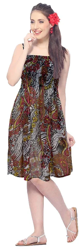 LA LEELA Women's One Size Beach Dress Tube Dress One Size Boatneck Modish Everyday