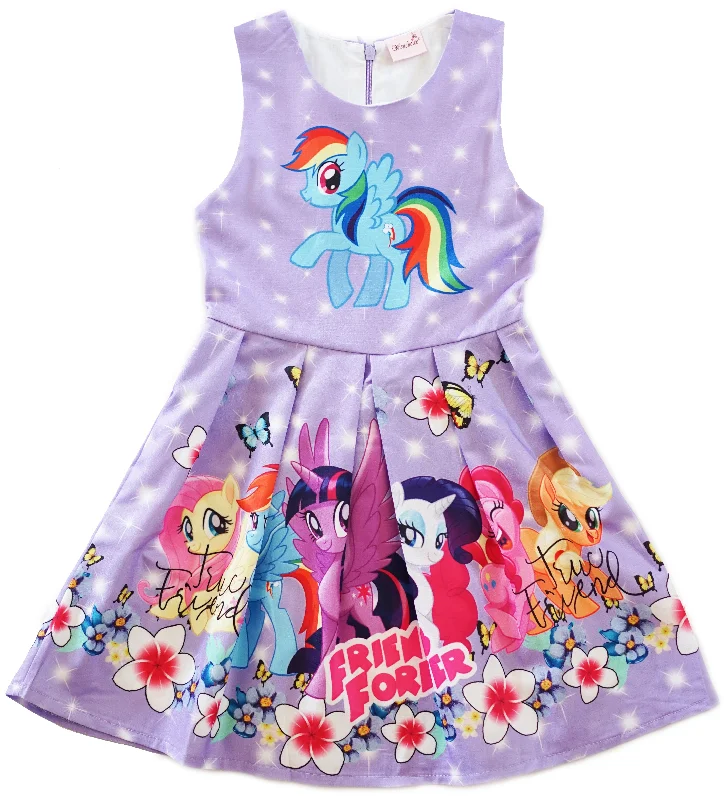 Lavender My Little Pony Friends Forever A-Line Cotton Dress Tunics Canvas sturdy