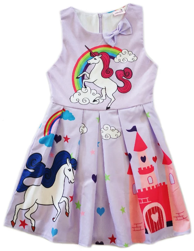 Lavender Unicorn A-Line Cotton Dress Tunics Wedding white