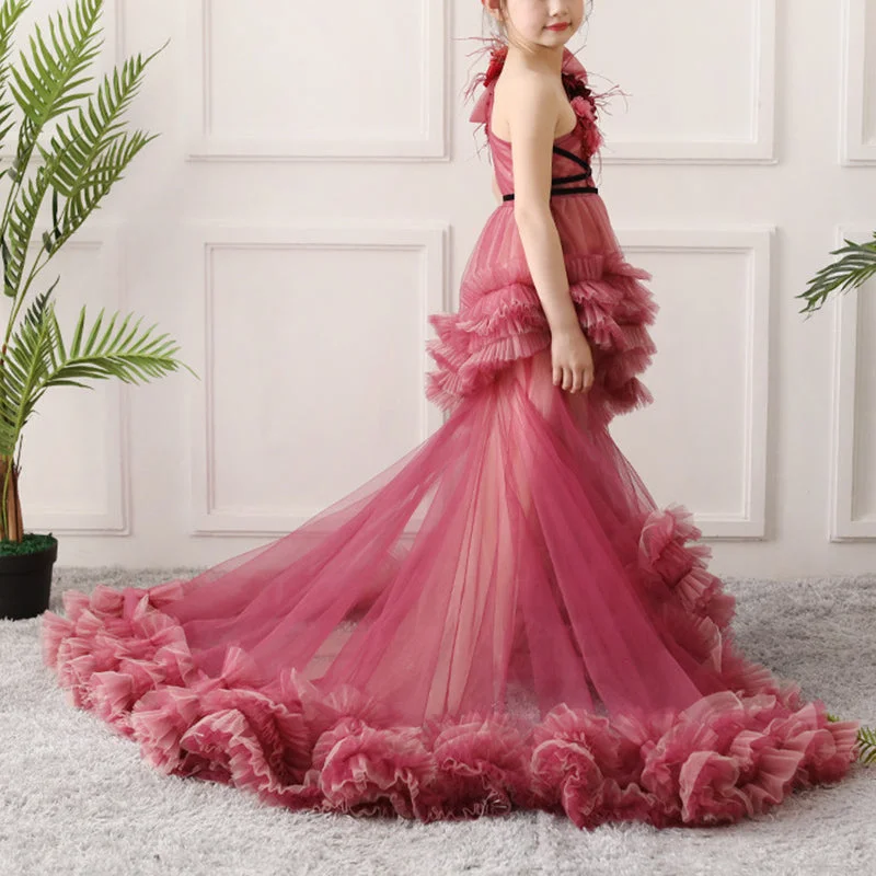 Flower Girl Dress Little Girl Summer Gorgeous Floral Trailing Princess Dress Tunics Versatile functional Flower Girl Dress Little Girl Summer Gorgeous Floral Trailing Princess Dress Tunics Versatile functional