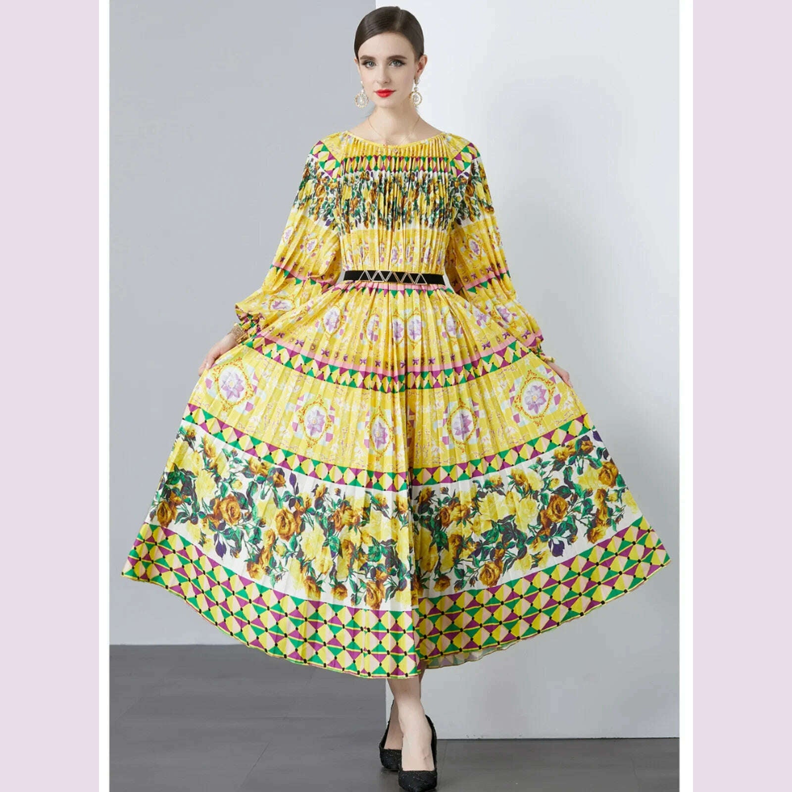 Miyake Pleated 5.5 Meters Oversized Skirt, Organ Pleated Dress, High-quality Fabric, Comfortable and Versatile Printing Elegant Long Evening Miyake Pleated 5.5 Meters Oversized Skirt, Organ Pleated Dress, High-quality Fabric, Comfortable and Versatile Printing Elegant Long Evening