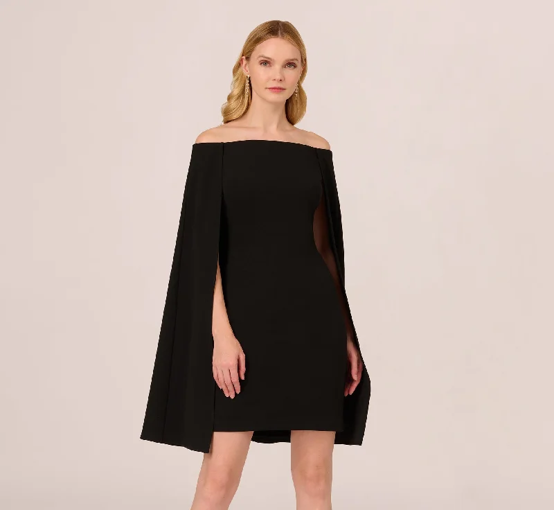 Off The Shoulder Cape Dress In Black Tunics Prom sequined