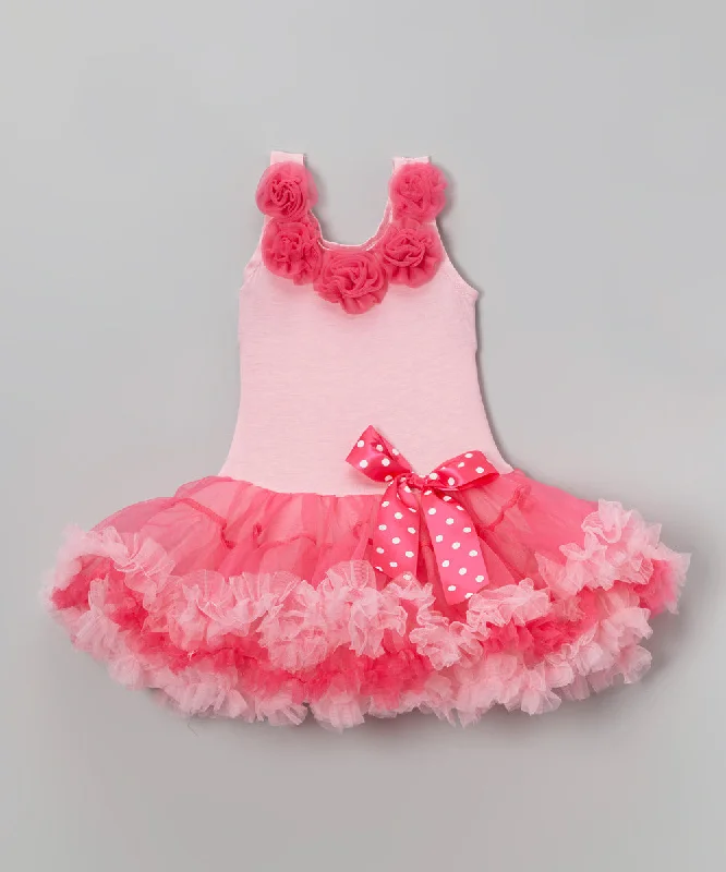Pink Petti Dress With 5 Rose Tunics Cozy comfortable