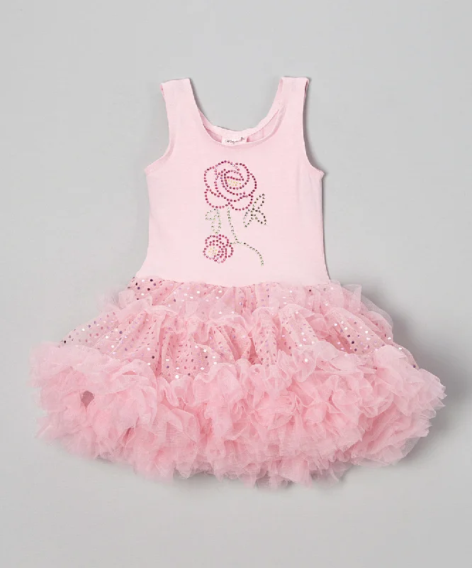 Pink Rose Sparkly Petti Dress Halter Neckline Beach