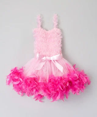 Pink Ruffle Feather Dress Tunics Occasion special