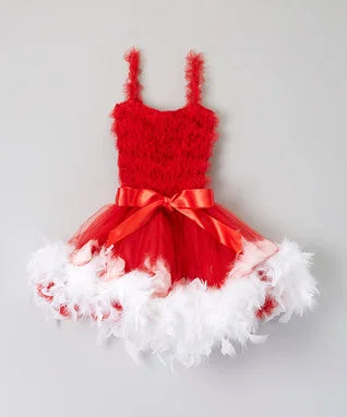 Red Ruffle Feather Dress Tunics New arrival