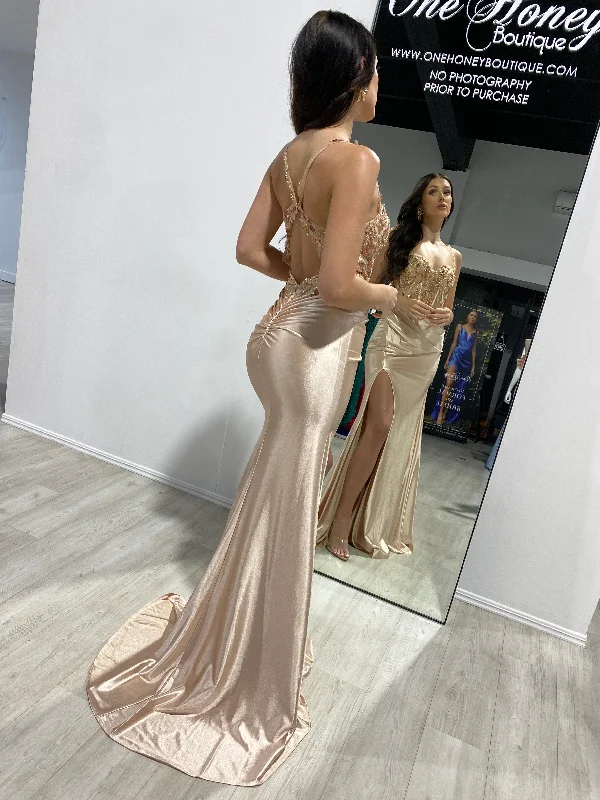 SALMA Embellished Bustier Corset Satin Mermaid Formal Dress Tunics Sophisticated sleek SALMA Embellished Bustier Corset Satin Mermaid Formal Dress Tunics Sophisticated sleek
