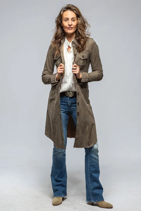 Savannah Long Leather Shirt/Dress in Stone Tunics Yoga stretchy