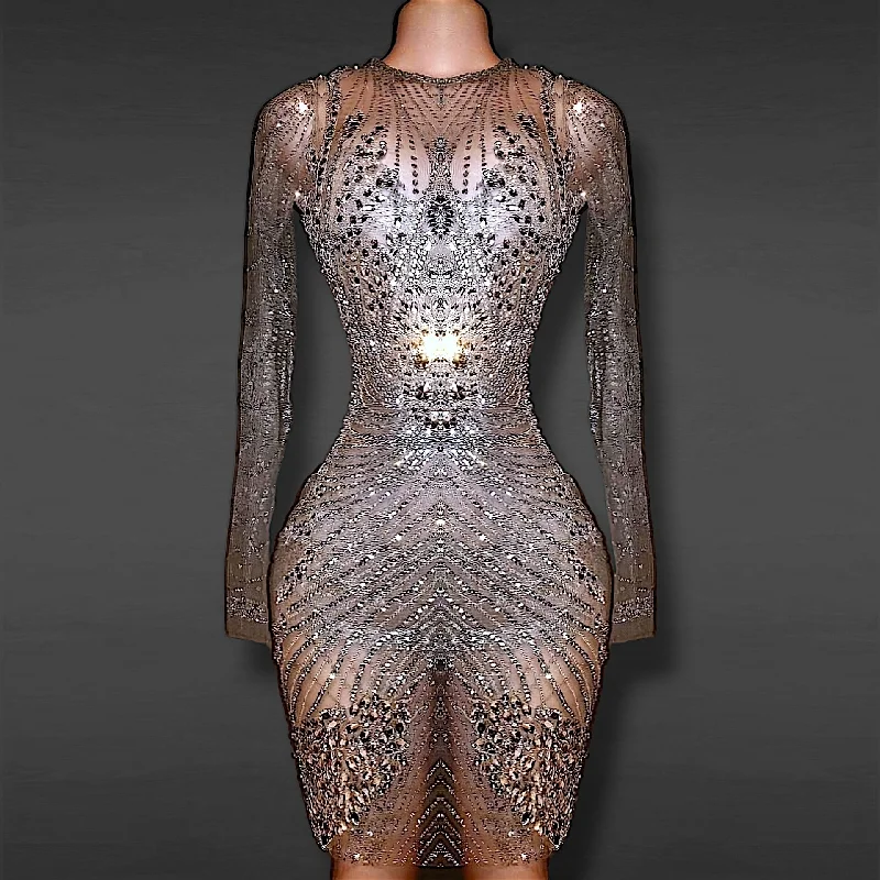 Shimmer Paris Rhinestone Dress Maxi Flowy Bohemian