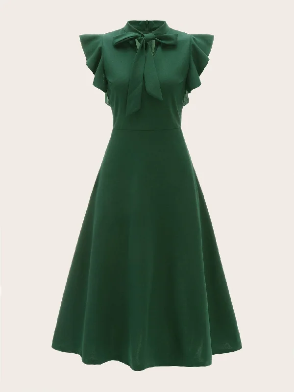  Solid Ruffle Armhole Fit and Flare Dress Tunics Floral girly