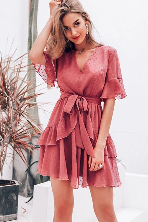 Textured Polka Dot Bard Dress Tunics Seasonal trendy