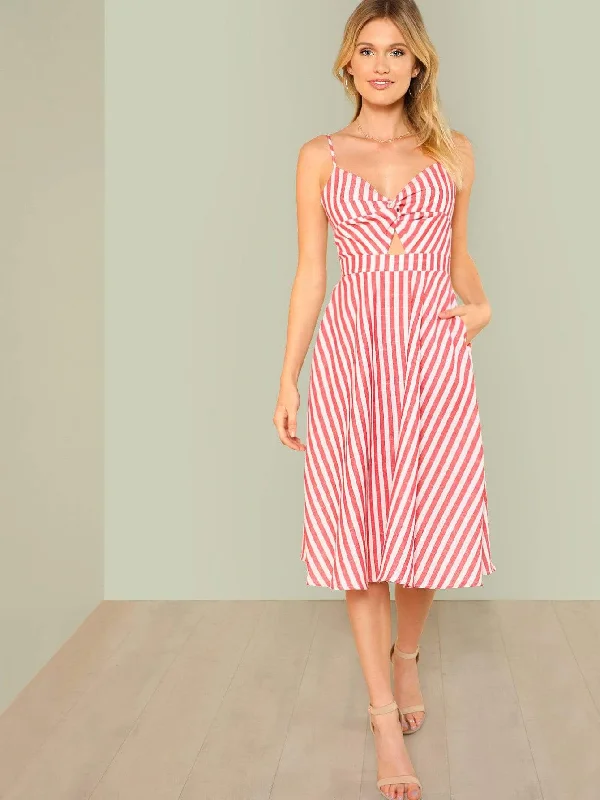 Twist Front Peekaboo Pocket Side Cami Dress Tunics Top rated